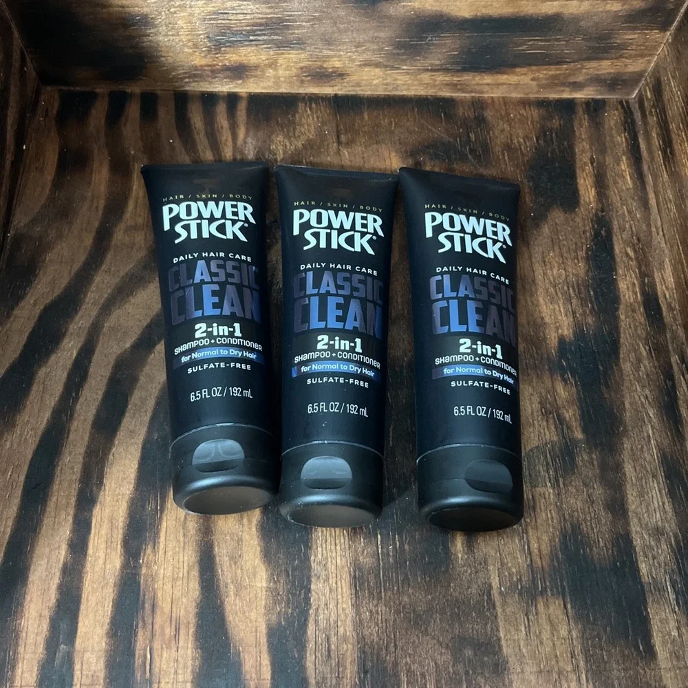 New Lot of 3 Power Stick CLASSIC CLEAN 2 in 1 Shampoo,‎ Conditioner